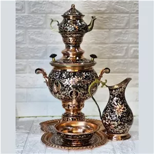 سرویس سماور الماس تراش نقره کوب