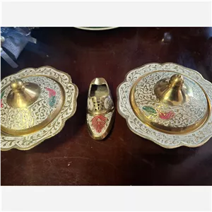 2 عدد قندان برنز هندی میناکاری با ارسال رایگان 