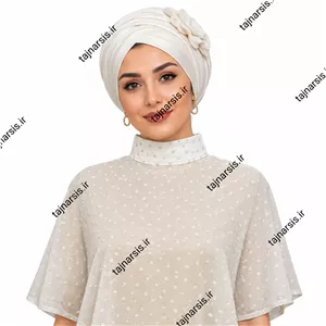 یقه حجاب تور سفید برف