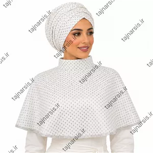 یقه حجاب سفید عروس