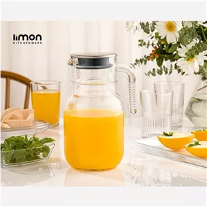 پارچ شیشه ای لیمون 1 5 لیتر درب استیل کد 237600 (پس کرایه)