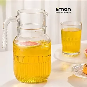 پارچ شیشه ای لیمون شیار دار 1 5 لیتر کد 229900 (پس کرایه)