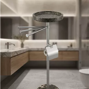 استند جا حوله و دستمال سینی دارسنگی پایه سنگ پریما prima کد 6000 رنگ سفید (پس کرایه)