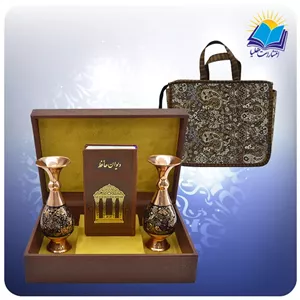 حافظ پالتویی چرم با دو گلدان الماس تراش 16 با ساک ترمه هدیه (کد 90150)