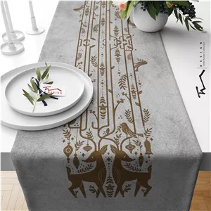 رانر طرح مارال - قهوه ای - سایز 40 در 135 سانتیمتر - جنس دو رو مخمل پورش 