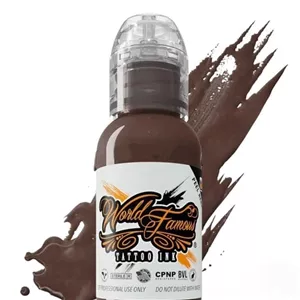 رنگ تاتو ورد فیمس میشل دیپ براون WORLD FAMOUS INK قهوه ای سوخته MICHELE DEEP BROWN رنگ تتو وردفیمس world حجم 15 میل 