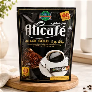 پودر قهوه علی کافه مدل Black Gold،شامل 40 عدد ساشه قهوه 2.5 گرمی در بسته،حاوی جینسینگ،ساخت کشور مالزی (تخفیف ویژه)