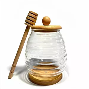 ظرف عسل خوری پیرکس درب بامبو کد 102