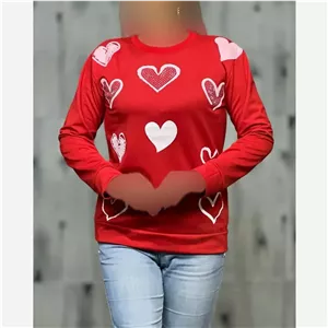بلوز زنانه یقه گرد قرمز جنس پنبه پلی استر مناسب سایز 38 تا 44