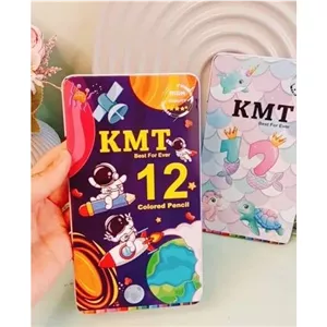 مداد رنگی 12 رنگ جعبه فلزی شه گوش کی ام تی مدادرنگی 12 رنگ جعبه فلزی کی ام تی