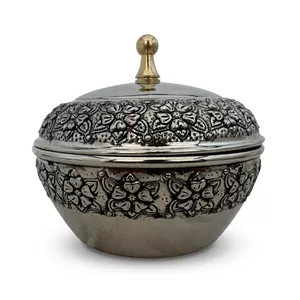 قندان قلمزنی مسی مدل گل ریزایرانی 