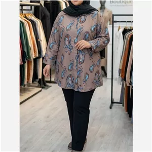 مانتو نخ سیلک سایزبزرگ طرح دار ترمه 9876