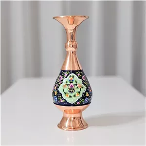 گلدان مس و پرداز طرح ترنج ارتفاع 16 سانتی 2 عددی
