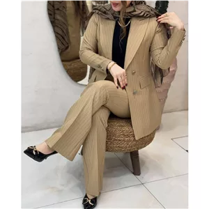 ست کت شلوار شیک کت شلوار کتان پلاس کت زنانه 