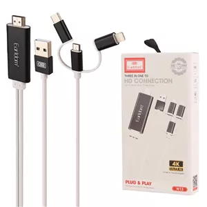 کابل تبدیل لایتنینگمیکرو یو اس بیتایپ سی به HDMI ارلدام ET-W13 طول 2 متر