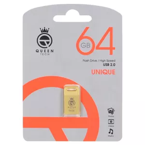 Queen UNIQUE USB2 0 Flash Memory 64GB گارانتی مادام العمر شرکت آی تین طلایی