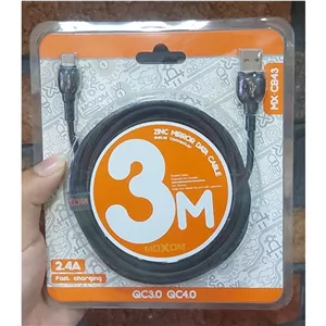 کابل شارژ 3 متری Moxom مدل MX-CB43 با روکش کنفی و قابلیت فست شارژ 2.4A