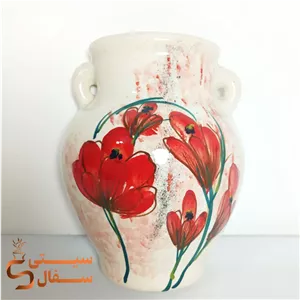 گلدان دیوارکوب سرامیکی طرح گل لاله با 3 جای آویز (مناسب گل خشک و پتوس) ارسال Vip