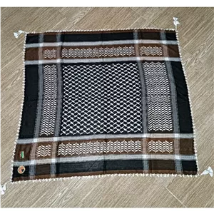 چفیه عربی اصل رنگ قهوه ای مشکی کد 06