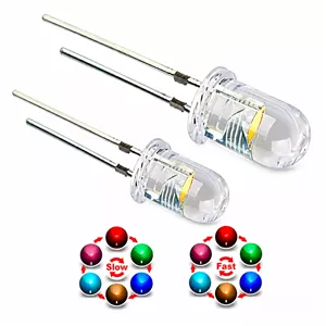 الایدی 5 میلیمتر 7 رنگ شفاف سرعت آرام (RGB Slow Flash)بسته 10 عددی