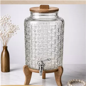 کلمن شیشه ای پایه چوبی حصیری ، کلمن شیشه ای (پس کرایه)