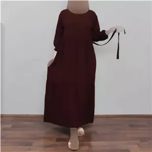 پیراهن ساحلی زنانه مدل آیدا نخی فری سایز با کمربند