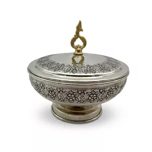  شکلات خوری قلم زنی شکلاتخوری قلمزنی مسی طرح گل ریز ایرانی 