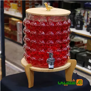 کلمن شیشه ای شربت خوری مدل حبابی