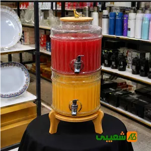 کلمن شیشه ای پایه چوبی 2 طبقه