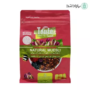 موسلی پسته و گل سرخ ترکیبی جودوسر پرک توت سوئیت حاوی شیره انگور - 350 گرم