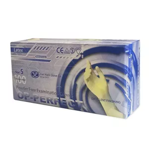 دستکش لاتکس غیر پودری حریر مدل اوپی پرفکت سایز کوچک (S) بسته 100 عددی