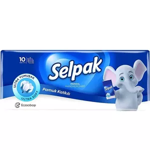 دستمال کاغذی جیبی سلپاک selpak بسته 10عددی 4برگ