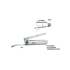 گریس پمپ دستی (تفنگ گریسکاری) دو نازل 400cc هنس 716A استیل تایوان