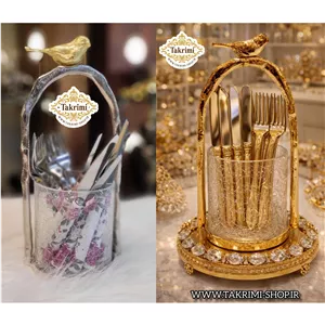 جا کاردی جا قاشقی جاکاردی جاقاشقی ایوان گنجشک طلایی و نقره ای ( تولیدی تکریمی شاپ )