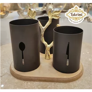 جا کاردی جا قاشقی جاکاردی جاقاشقی سه 3 تایی 3تایی فلز و چوب ( تکریمی شاپ )