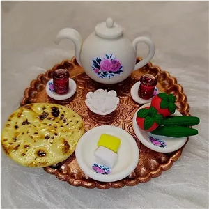 سینی صبحانه با ست گل سرخ مگنت (جنس خمیر ایتالیایی و نشکن)