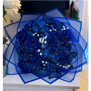 دسته گل روبانی پروانه ای شبرنگ