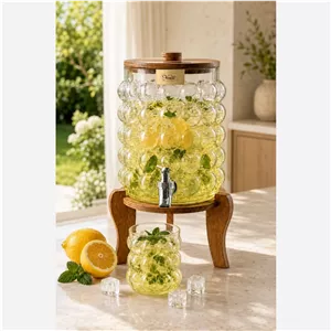 کلمن شیشه ای پایه چوبی