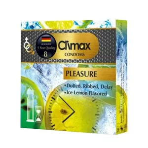کاندوم تاخیری خاردار و شیاردار کلایمکس مدل Pleasure بسته 3 عددی