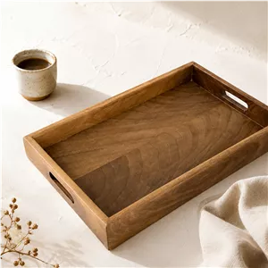 سینی پذیرایی چوب طبیعی گردو با دسته sh734