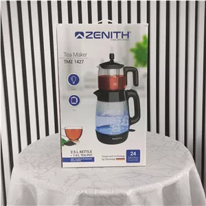 چای ساز شیشه ای زنیت مدل TMZ-1427 با المنت دوقلو و چراغ LED