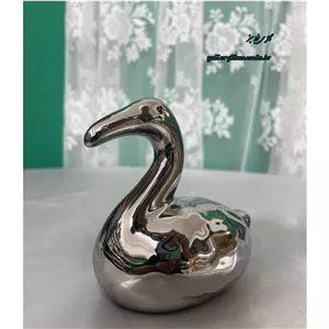 مجسمه فلامینگو نقره ای سرامیک آبکاری شده