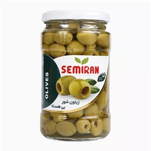 زیتون شور بی هسته سمیران شیشه 630 گرمی