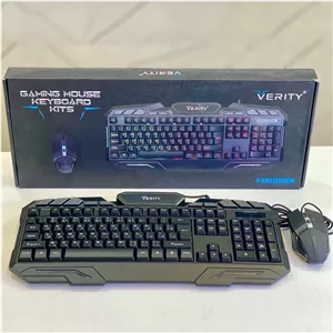 کیبورد و ماوس گیمینگ وریتی مدل V-KB6126GCW، سوییچ ممبران، Full-Size، نورپردازی LED RGB
