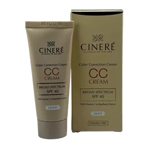 سی سی کرم (CC Cream) سینره مدل Lightپوششدهنده، روشنکننده و محافظتکننده با SPF40حجم 40 میلیلیتر 