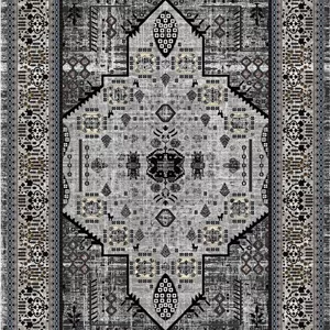زیر سفره ای مخمل پورشه طرح سنتی خاکستری مشکی کد tbt-f13860