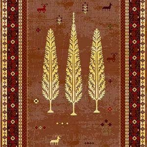 زیر سفره ای مخمل پورشه طرح سنتی قهوهای طلایی فرمهر کد tbt-f13837
