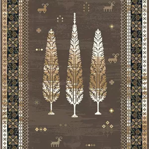 زیر سفره ای مخمل پورشه طرح سنتی قهوهای برند فرمهر کد tbt-f13840