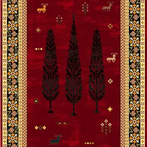 زیر سفره ای مخمل پورشه طرح سنتی با حاشیه گلدار قهوهای کد tbt-f13838