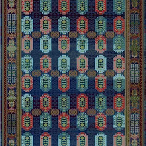 زیر سفره ای مخمل پورشه طرح سنتی چندرنگ فرمهر کد tbt-f13850